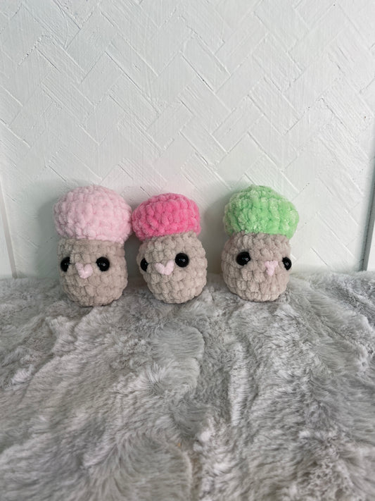 Little Hand Crocheted Mushrooms or Cupcakes