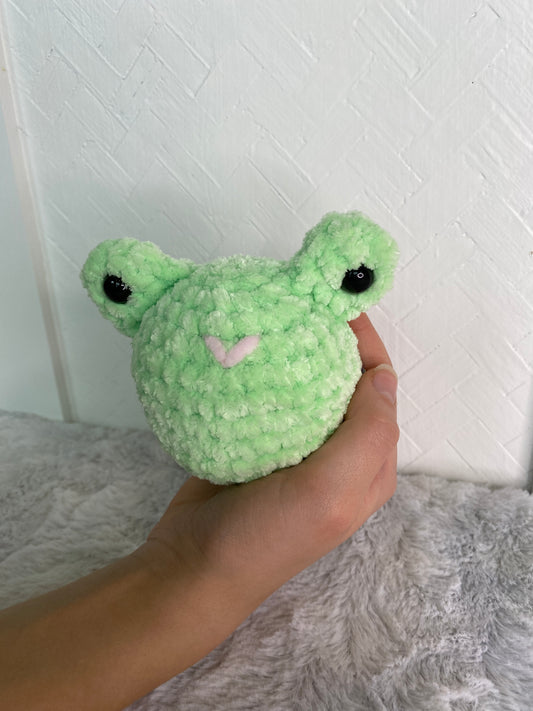 Hand Crocheted Green Frog Head