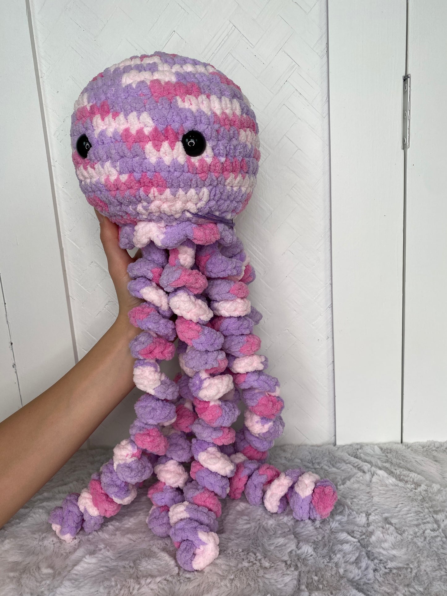 Hand Crocheted Pink and Purple Giant Jellyfish